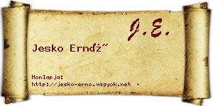 Jesko Ernő névjegykártya